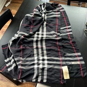 Black and Pink Burberry Cashmere Scarf